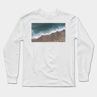 Aerial View Of The Sandy Beach With Ocean Waves Long Sleeve T-Shirt